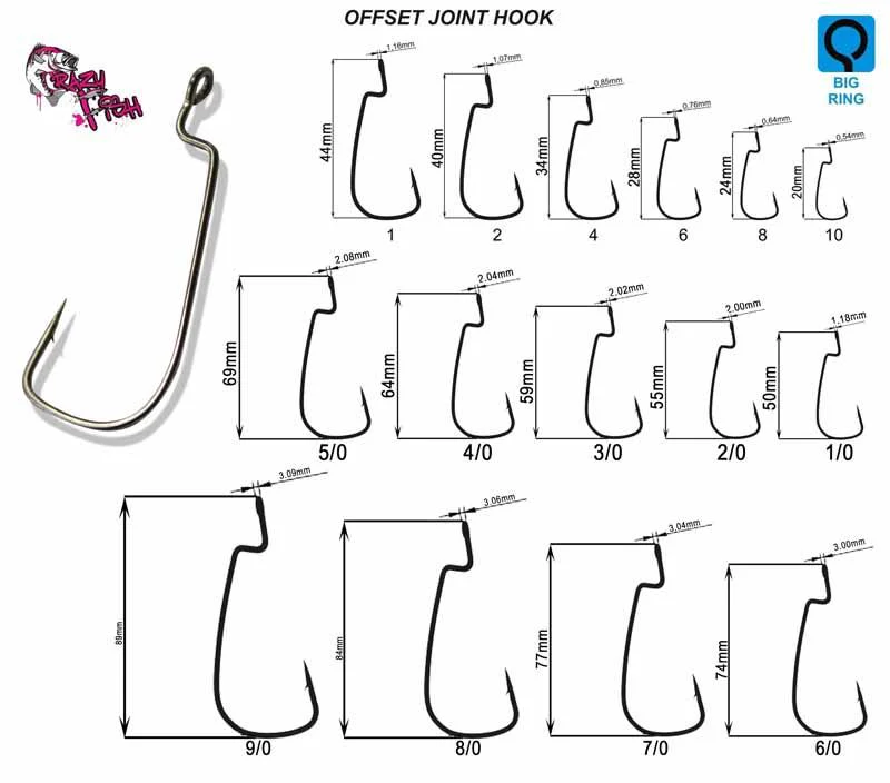 Crazy Fish Offset Joint Hook #10-9/0 - Image 2